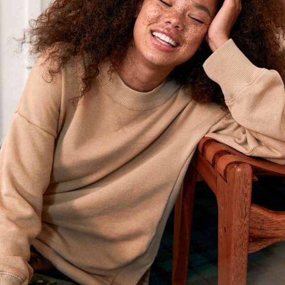 aerie | Tops | Aerie Womens Good Vibes Oversized Sweatshirt In Basketweave  Tan | Poshmark